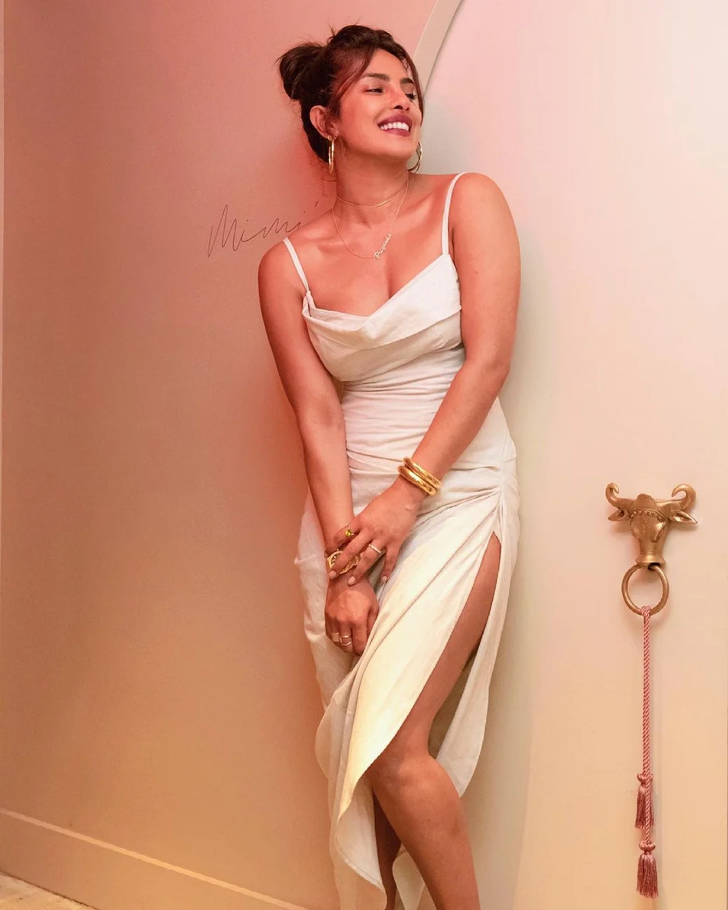 Priyanka Chopra wears the same backless Jacquemus dress Gigi Hadid